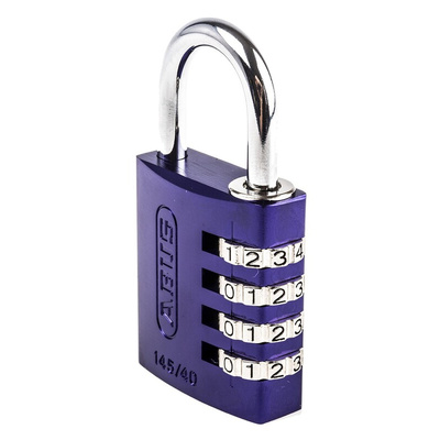ABUS 145/40 Combination Weatherproof Aluminium Safety Padlock, 6mm Shackle, 40mm Body