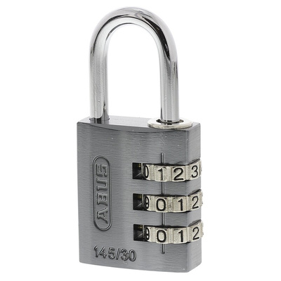 ABUS 145/30 Combination Weatherproof Aluminium, Steel Safety Padlock, 5mm Shackle, 30mm Body