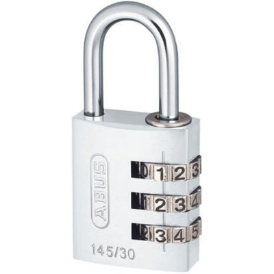 ABUS 145/30 Combination Weatherproof Aluminium, Steel Safety Padlock, 5mm Shackle, 30mm Body