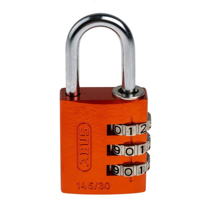 ABUS 145/30 Combination Weatherproof Aluminium, Steel Safety Padlock, 5mm Shackle, 30mm Body