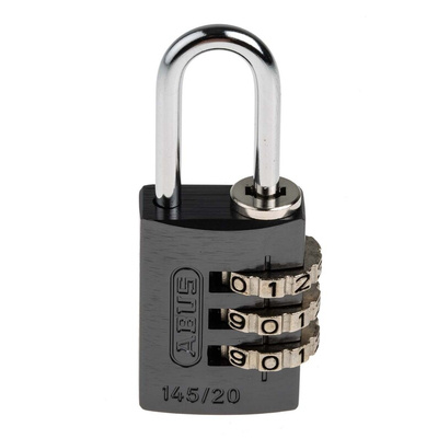 ABUS 145/20 Combination Weatherproof Aluminium, Steel Safety Padlock, 3mm Shackle, 20mm Body