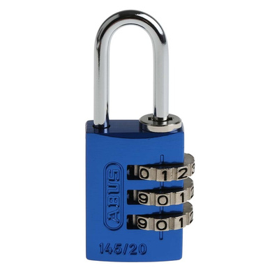 ABUS 145/20 Combination Weatherproof Aluminium, Steel Safety Padlock, 3mm Shackle, 20mm Body
