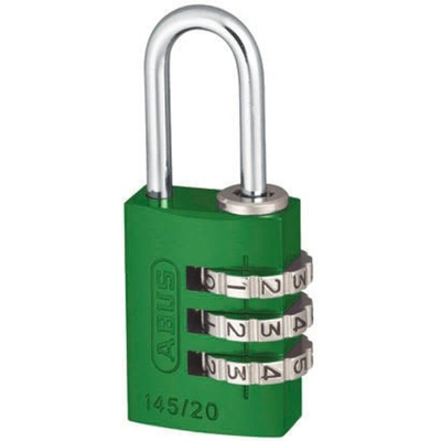 ABUS 145/20 Combination Weatherproof Aluminium, Steel Safety Padlock, 3mm Shackle, 20mm Body