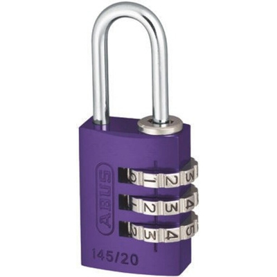 ABUS 145/20 Combination Weatherproof Aluminium Safety Padlock, 3.2mm Shackle, 20mm Body