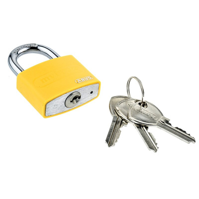 ABUS Key Weatherproof Aluminium, Steel Safety Padlock, 6.5mm Shackle, 43mm Body