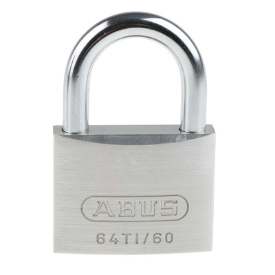 ABUS 64TI Key Weatherproof Titanium Weatherproof Padlock, 9.5mm Shackle, 60mm Body