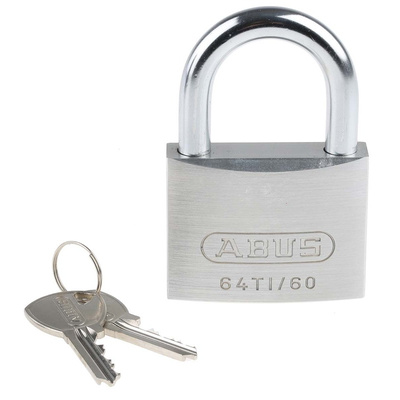 ABUS 64TI Key Weatherproof Titanium Weatherproof Padlock, 9.5mm Shackle, 60mm Body
