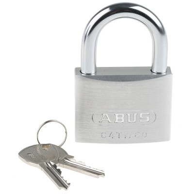 ABUS 64TI Key Weatherproof Titanium Weatherproof Padlock, Keyed Alike, 9.5mm Shackle, 60mm Body