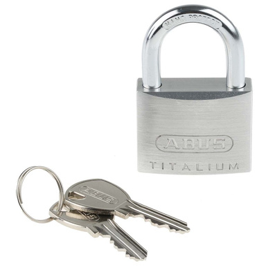 ABUS 64TI Key Weatherproof Titanium Weatherproof Padlock, Keyed Alike, 6.5mm Shackle, 40mm Body