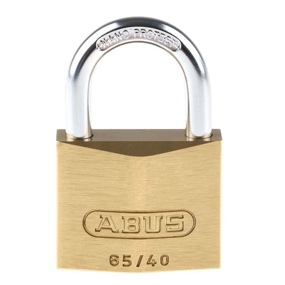 ABUS Key Weatherproof Brass, Steel Padlock, 6.5mm Shackle, 40mm Body
