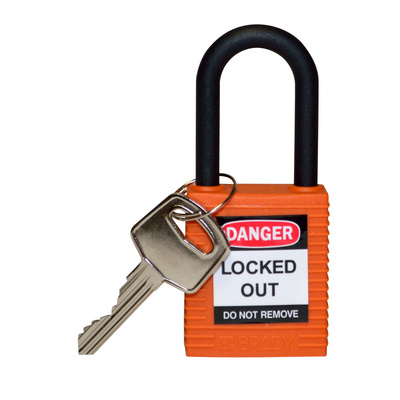 Brady Key Weatherproof Nylon Padlock, 6.5mm Shackle, 38mm Body