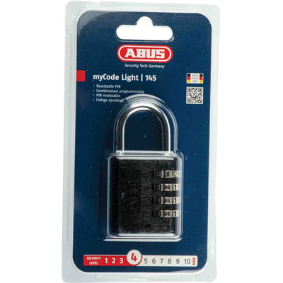 ABUS 145/40 Combination Weatherproof Aluminium Combination Padlock, 6mm Shackle, 41.5mm Body
