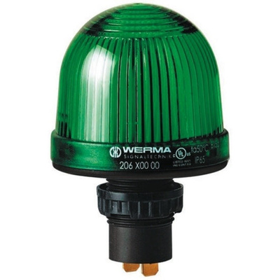 Werma EM 207 Green LED Beacon, 230 V ac, Steady, Panel Mount