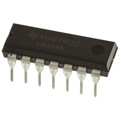 LM324N Texas Instruments, Precision, Op Amp, 1.2MHz, 5 → 28 V, 14-Pin PDIP
