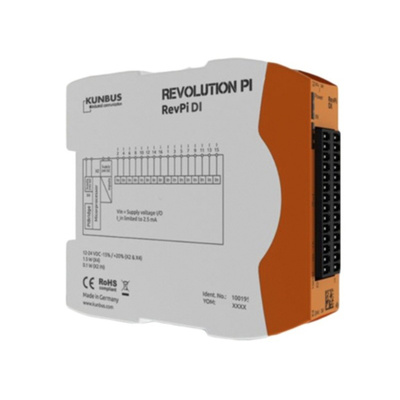Kunbus PLC I/O Module for use with Revolution Pi Connect, Revolution Pi Core 96 x 22.5 x 110.5 mm Digital 16