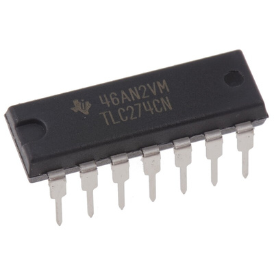 TLC274CN Texas Instruments, Op Amp, 1.7MHz, 5 → 15 V, 14-Pin PDIP