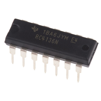 RC4136N Texas Instruments, Op Amp, 3MHz, 14-Pin PDIP