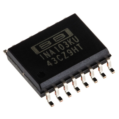 INA103KU Texas Instruments, Instrumentation Amplifier, 0.25mV Offset 6MHz, 16-Pin SOIC