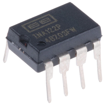 INA122P Texas Instruments, Instrumentation Amplifier, 0.25mV Offset, R-RO, 5 V, 8-Pin PDIP