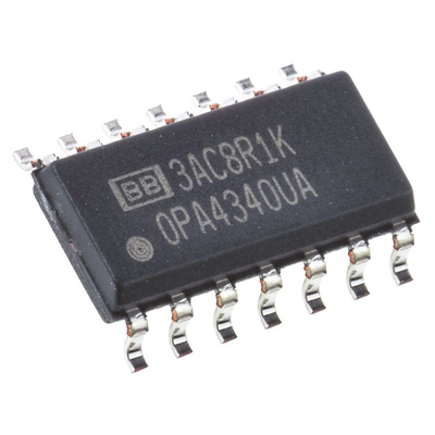 OPA4340UA Texas Instruments, Precision, Op Amp, RRIO, 5.5MHz, 3 V, 5 V, 14-Pin SOIC