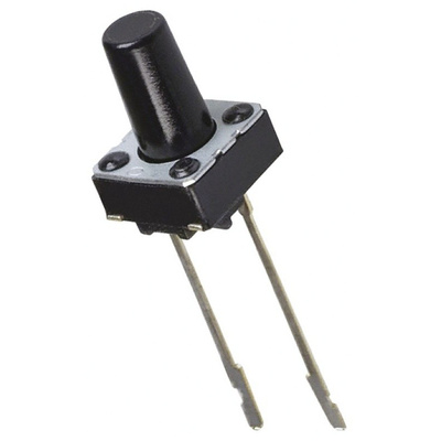 Black Button Tactile Switch, Single Pole Single Throw (SPST) 20 mA @ 15 V dc 6.1mm