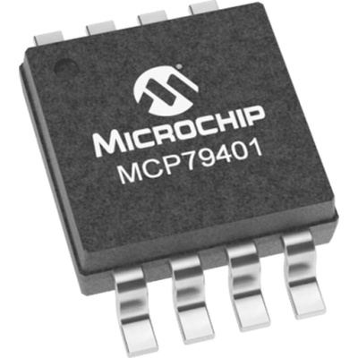 Microchip MCP79401-I/SN, Real Time Clock (RTC) Serial-I2C, 8-Pin SOIC