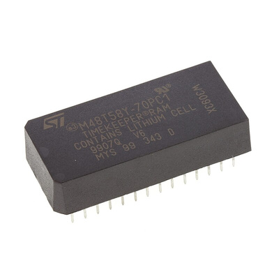 STMicroelectronics M48T58Y-70PC1, Real Time Clock (RTC), 8192B RAM Parallel, 28-Pin PCDIP