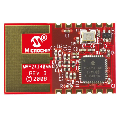 Microchip MRF24J40MA-I/RM Zigbee Transceiver, 12-Pin Module