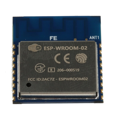 Espressif ESP-WROOM-02 2.5 to 3.6V WiFi Module, 802.11b, 802.11g, 802.11n GPIO, HSPI, I2C, I2S, IR, PWM, UART