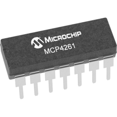 MCP4261-502E/ST, Digital Potentiometer 100kΩ 129-Position 2-Channel SPI 14 Pin, TSSOP