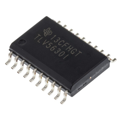 Texas Instruments, DAC Octal 12 bit-, 283ksps, ±0.6%FSR Serial (SPI/QSPI/Microwire), 20-Pin SOIC