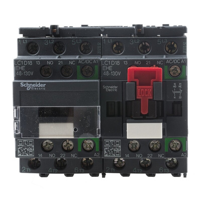 Schneider Electric LC2D Series Reversing Contactor, 110 V ac/dc Coil, 3-Pole, 18 A, 7.5 kW, 3NO, 690 V ac