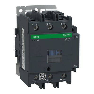 Schneider Electric LC1D Series Contactor, 110 V ac Coil, 3-Pole, 125 A, 45 kW, 3NO, 300 V dc, 1000 V ac