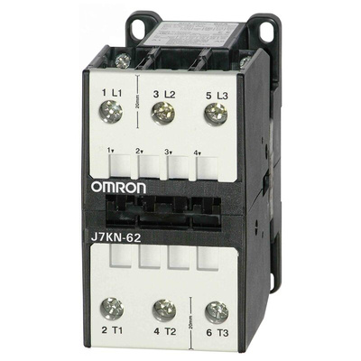 Omron Contactor, 24 V dc Coil, 3-Pole, 62 A, 30 kW