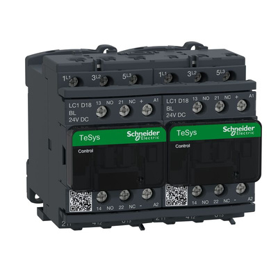 Schneider Electric Contactor, 24 V Coil, 3-Pole, 18 A, 4 kW, 3NO