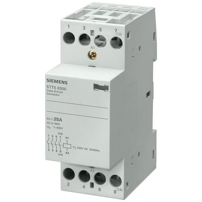 Siemens Contactor, 230 V Coil, 25 A, 2 kW, 4NO