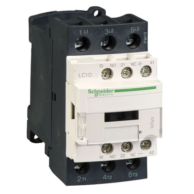 Schneider Electric LC1D Series Contactor, 3-Pole, 38 A, 1 NO + 1 NC