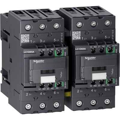 Schneider Electric LC2D Series Reversing Contactor, 24 V Coil, 3-Pole, 65 A, 1 NO + 1 NC