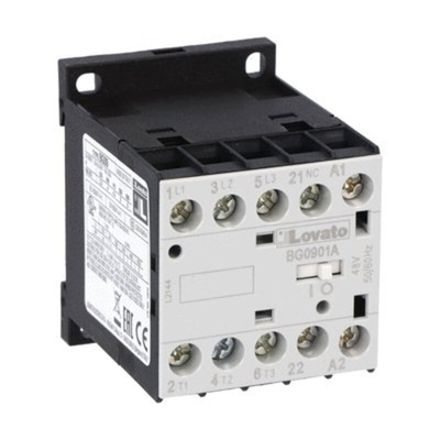 Lovato BG09 Series Contactor, 220 V Coil, 3-Pole, 9 A, 5 kW, 1NC, 690 V