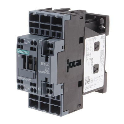 Siemens 3RT2 Series Contactor, 24 V ac Coil, 3-Pole, 32 A, 15 kW, 3NO, 400 V ac