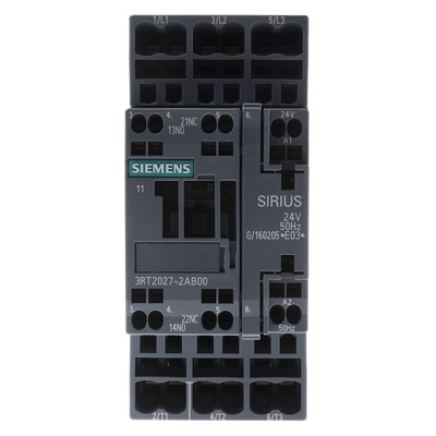 Siemens 3RT2 Series Contactor, 24 V ac Coil, 3-Pole, 32 A, 15 kW, 3NO, 400 V ac