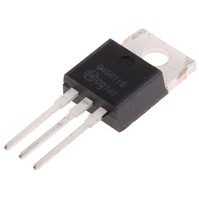 onsemi D45H11G PNP Transistor, -10 A, -80 V, 3-Pin TO-220AB
