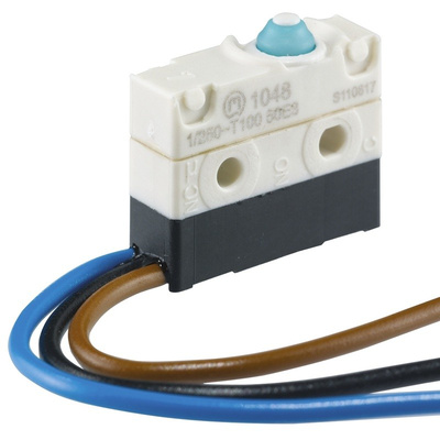SPDT Button Microswitch, 1 A @ 250 V ac