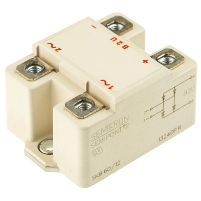 Semikron Bridge Rectifier Module, 60A, 1200V, 4-Pin