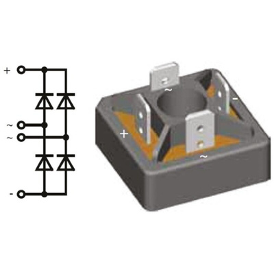 IXYS Bridge Rectifier Module, 38A, 1600V, 4-Pin