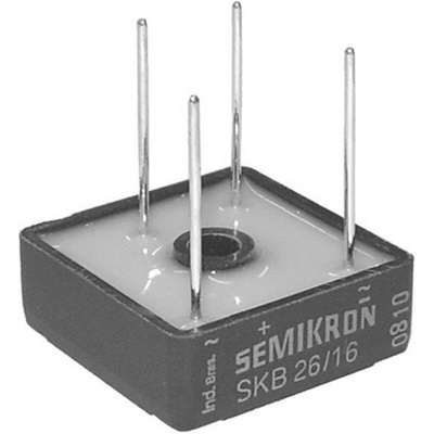 Semikron Bridge Rectifier, 18A, 1600V, 4-Pin