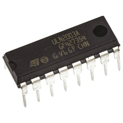 STMicroelectronics ULN2003A, 7-element NPN Darlington Pair, 500 mA 50 V HFE:1000, 16-Pin PDIP