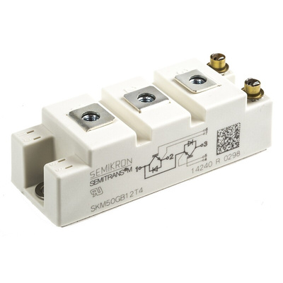 Semikron SKM50GB12T4 Dual Half Bridge IGBT Module, 81 A 1200 V, 7-Pin SEMITRANS2, Panel Mount