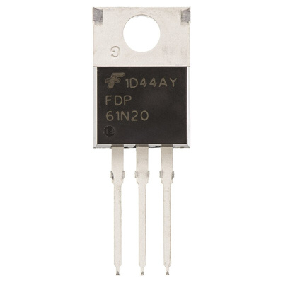 N-Channel MOSFET, 61 A, 200 V, 3-Pin TO-220AB onsemi FDP61N20