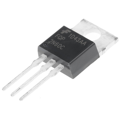N-Channel MOSFET, 2 A, 600 V, 3-Pin TO-220AB onsemi FQP2N60C